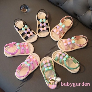 Babygarden- รองเท้าแตะ พื้นแบน ประดับโบว์ กันลื่น สีแคนดี้ แฟชั่นฤดูร้อน สําหรับเด็กผู้หญิง
