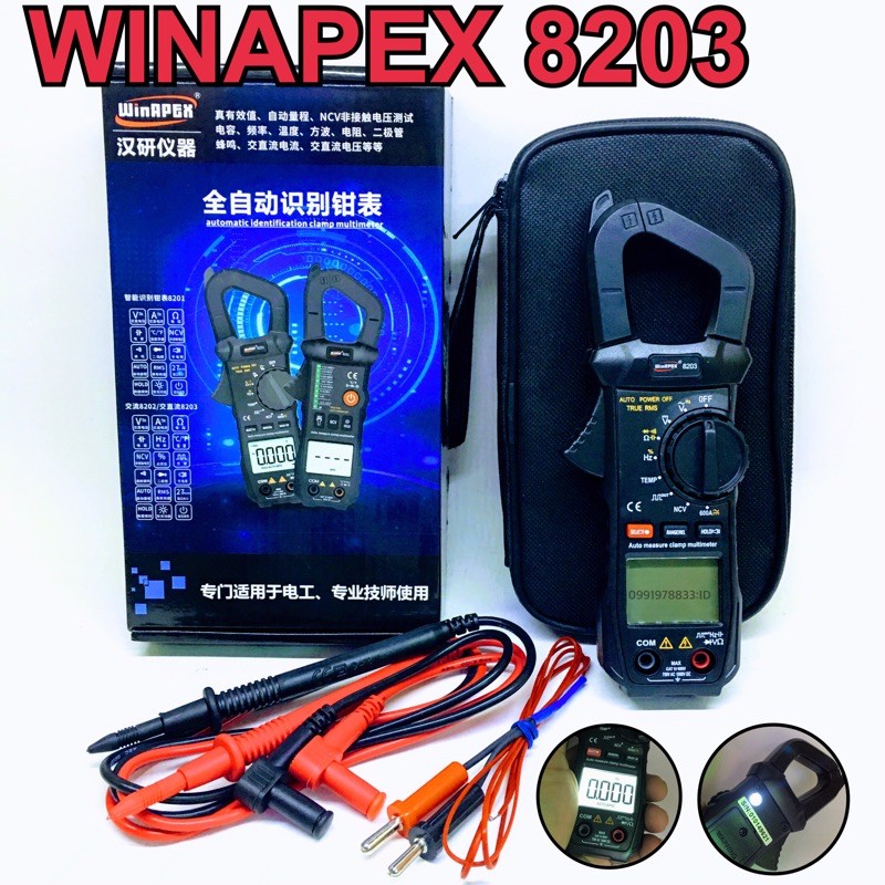 คลิปแอมป์-winapex-8203-ac-dc-600a-clamp-multimeter-digital-แคล้มป์มิเตอร์-มัลติมิเตอร์ดิจิตอล-แคล้มแอมป์-มิเตอรวัดไฟ