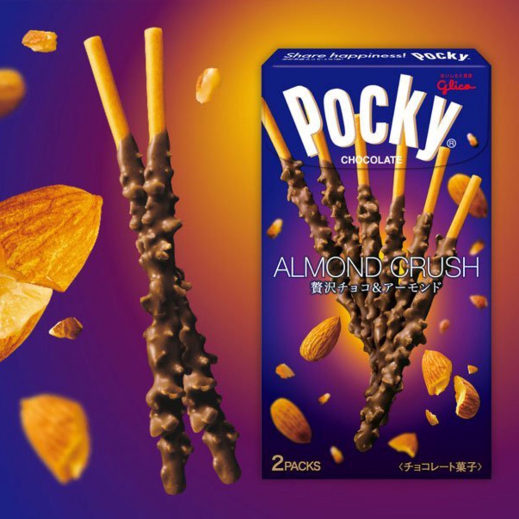 กูลิโกะ-ป๊อกกี้ช็อกโกแลตอัลมอนด์-ป๊อกกี้ญี่ปุ่น-glico-pocky-chocolate-crush-almond