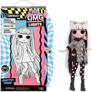 LOL Surprise OMG L.O.L Surprise! O.M.G. Lights Groovy Babe Fashion Doll with 15 Surprises Accessories Set LOL Surprise OMG Lights Groovy Babe Fashion Doll with 15 Surprises Accessories Set Lol ชุดไฟเซอร์ไพรส์ OMG แฟชั่น อุปกรณ์เสริม สําหรับตุ๊กตา 15 ชิ้น