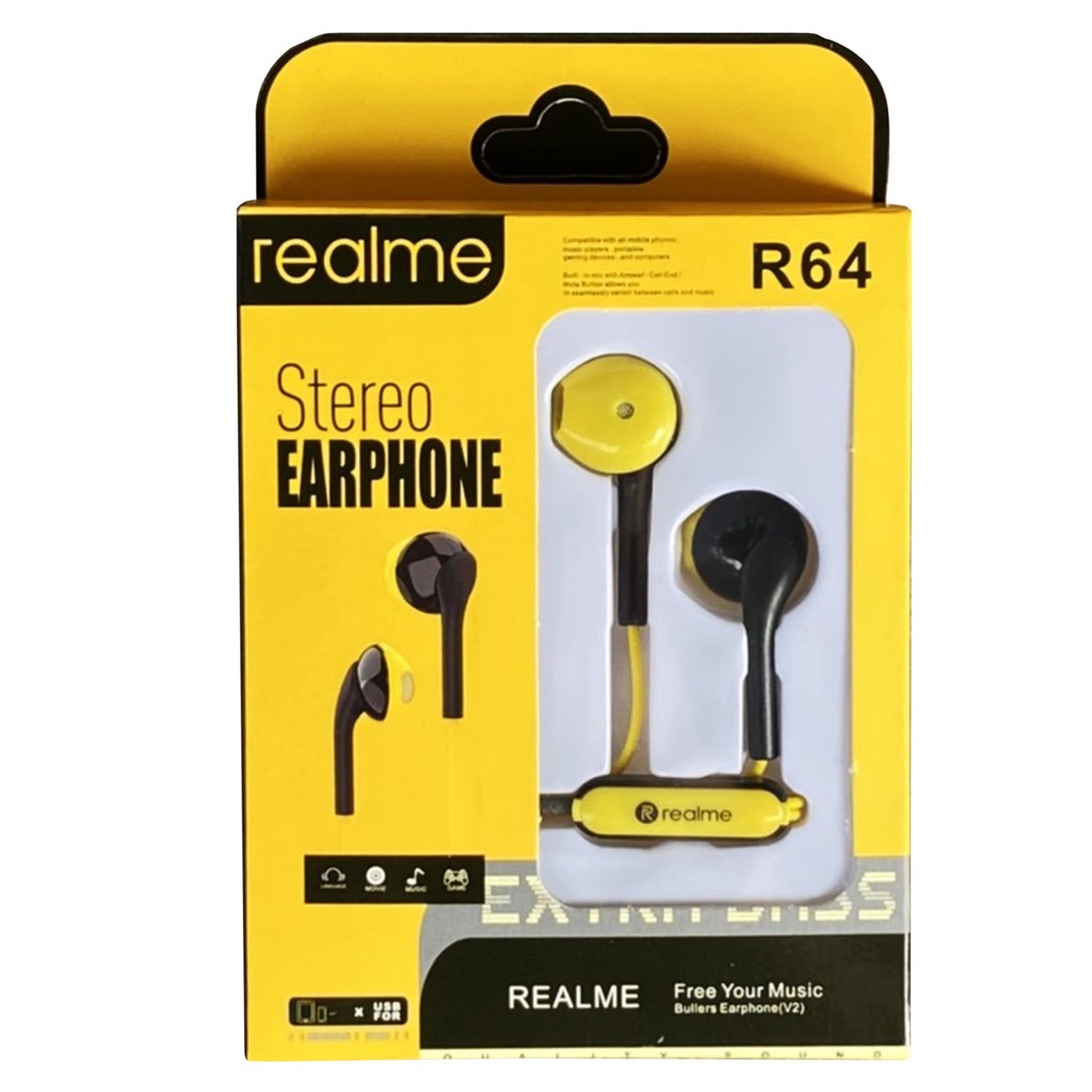 หูฟังเรียวมี-realme-r64-stereo-earphone-ของแท้-เสียงดี-ช่องเสียบแบบ-3-5-mm-jack-ใหม่ล่าสุดจากเรียวมี-by-bossstore