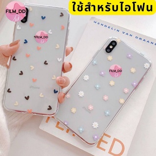 -พร้อมส่งในไทย-เคสซิลิโคน สกรีนลายดอกไม้/หัวใจ TPU นิ่ม ใช้สำหรับIPทุกรุ่น #799