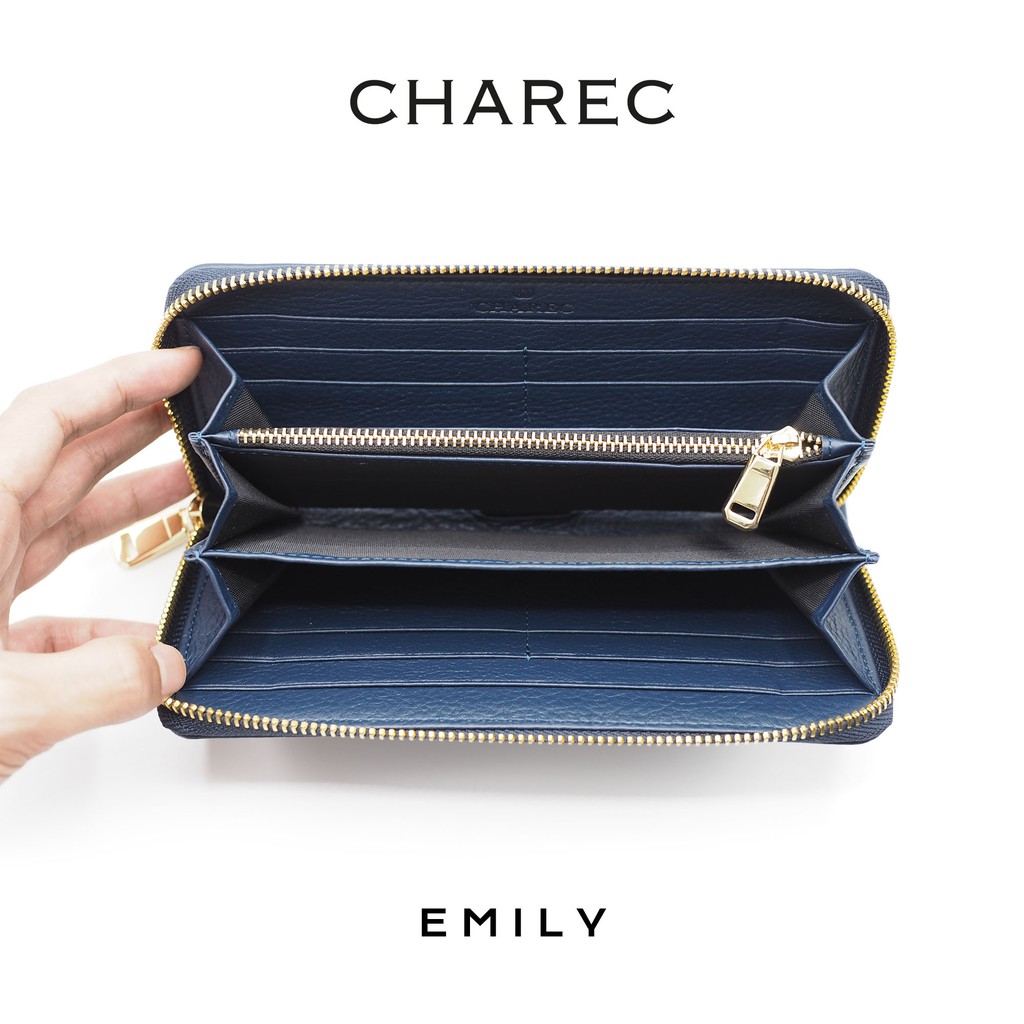 charec-กระเป๋าสตางค์ผู้หญิงหนังวัวแท้-กระเป๋าซิปรอบ-zip-around-wallet-on-chain-woc-รุ่น-emily
