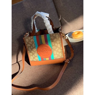 Coach Dempsey Tote 21 In Signature Jacquard With Stripe And Coach Patch