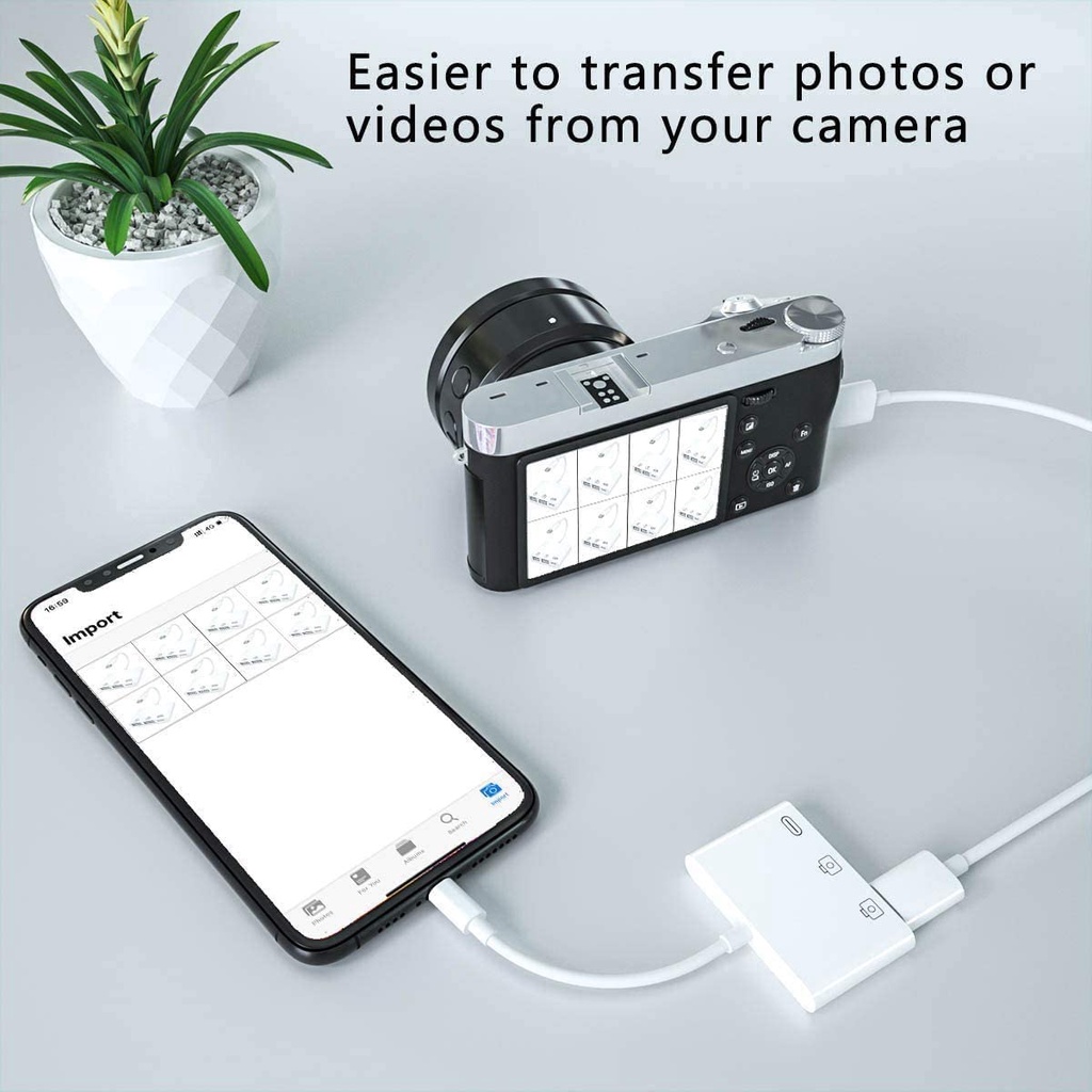 ประกัน 1 ปี 3in1 สาย Cable สำหรับ iPhone iPad to USB Camera Adapter OTG ...