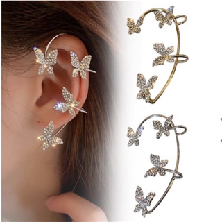 ต่างหู ear cuff ต่างหูผู้หญิง ต่างหูหนีบเเฟชั่น ต่างหูคริสตัล เเบบหนีบ ต่างหูไม่ต้องเจาะหู เครื่องประดับหูเนื้องานเกาหลี