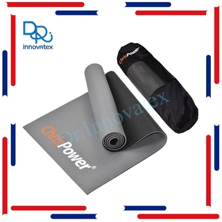 ChrisPower  PVC Yoga Mat เสื่อโยคะ หนา 6 มม. สองหน้า - สีเทา/ดำ