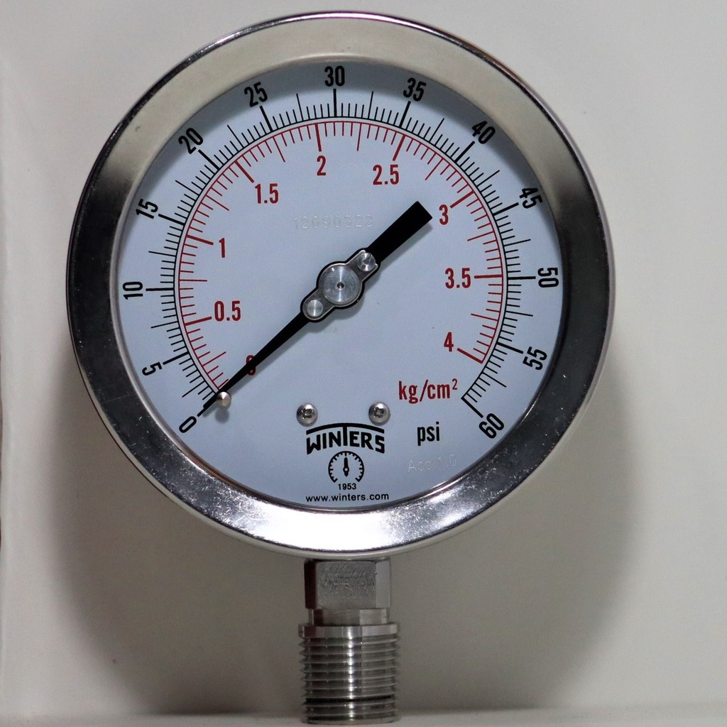 Pressure Gauge SS316 4", 1/2" NPT , 060 psi/kg/cm2 Shopee Thailand