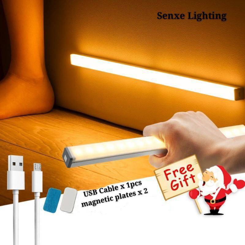 ภาพหน้าปกสินค้าไฟ LED เซนเซอร์จับความเคลื่อนไหวแบบชาร์จไฟได้ไร้สาย USB Night Light สำหรับห้องน้ำตู้เสื้อผ้า