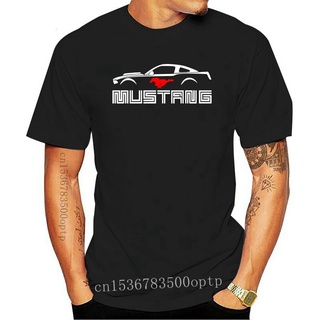 T-shirt  เสื้อยืดลําลอง แขนสั้น พิมพ์ลาย Mustang Gt สีดํา สไตล์วินเทจ สําหรับผู้ชาย QW246VBS-5XL