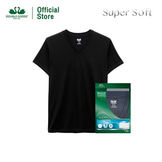 ห่านคู่ เสื้อยืดผู้ชาย คอวี สีดำ รุ่น Super Soft