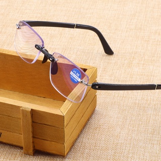 แฟชั่นแว่นตาป้องกันแสงสีฟ้าสำหรับผู้ชายและผู้หญิง TR แว่นอ่านหนังสือไร้กรอบ【+1.0to+4.0】