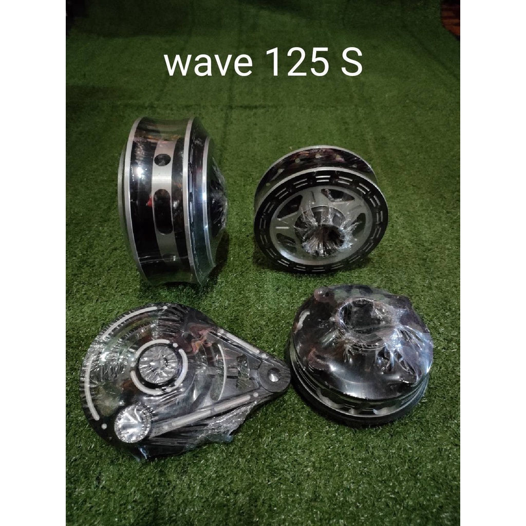 ดุมเจาะสีดำ-ขายยกชุดครบset-ดุมหน้า-ดุมหลัง-ฝาเบรค-ดุมสเตอร์-wave125-r-s-i-เวฟ110i-125ไอปลาวาฬ