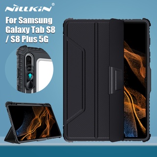 Nillkin เคสแม่เหล็ก ป้องกันกล้อง พร้อมช่องใส่ดินสอ สําหรับ Samsung Galaxy Tab S8 Galaxy Tab S8 Plus