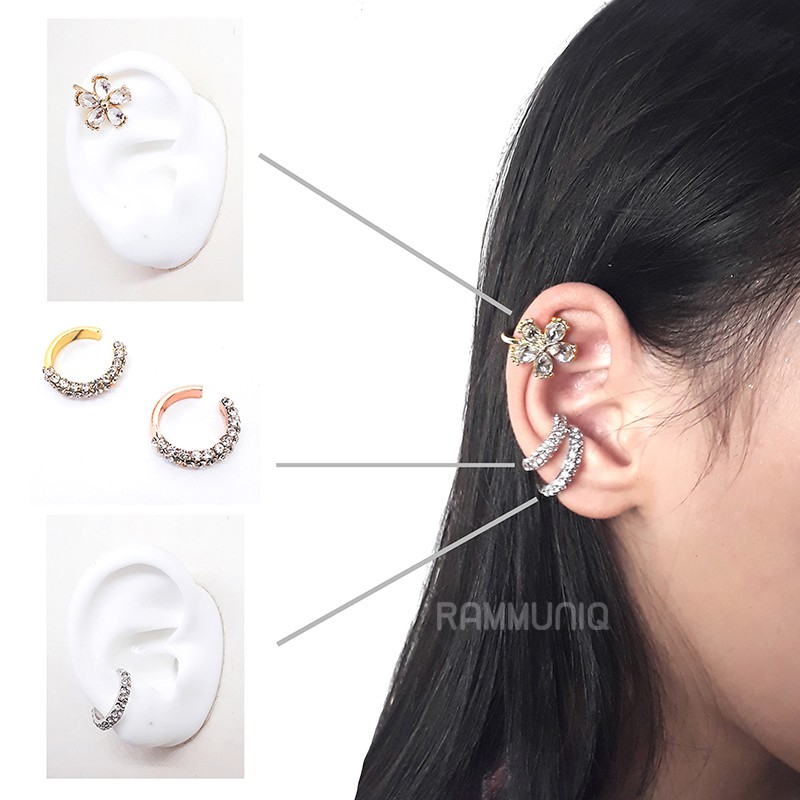 ภาพหน้าปกสินค้าECS01พร้อมส่งเกี่ยวหู earcuff หนีบหู งานเกาหลี ขนาด 1.5 cm. จากร้าน rammuniq บน Shopee