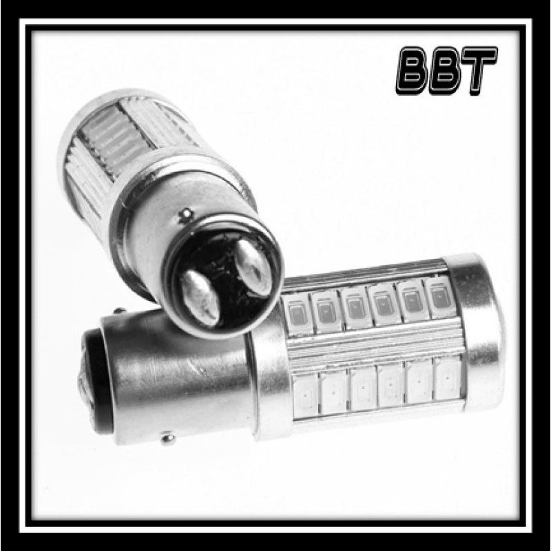 bbt-1คู่-หลอดไฟท้ายรถยนต์-หรี่-เบรค-แบบขั้วเขี้ยว-led-33-smd-1157-สีแดง-18w-12-v-1คู่-1157-ตูด2ขั้ว-1157md