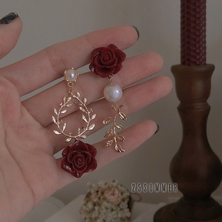ต่างหู ผ้ากํามะหยี่ ประดับโบว์ สีแดง น่ารัก แฟชั่นยอดนิยม สไตล์เกาหลี สําหรับผู้หญิง