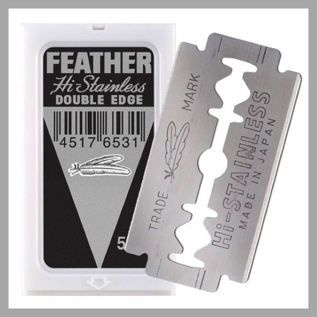 FEATHER ใบมีดโกนสแตนเลส ตรา ขนนก 2 คม (1 กล่อง 5 ใบ) Shopee Thailand