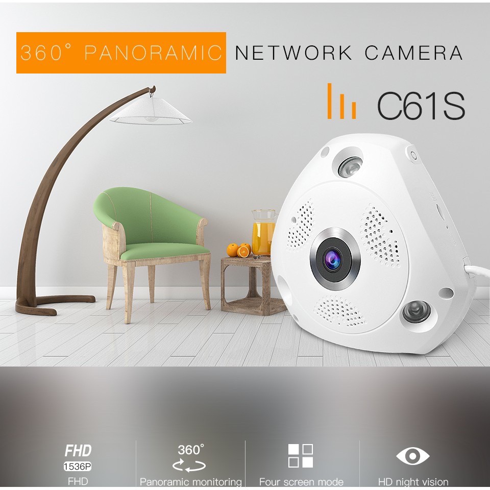 ภาพสินค้าVstarcam C61S 2MP ปรับได้ถึง 3MP(1536P) - มุมมองกว้าง 360องศา Panoramic IP Camera จากร้าน mwmshop บน Shopee ภาพที่ 1