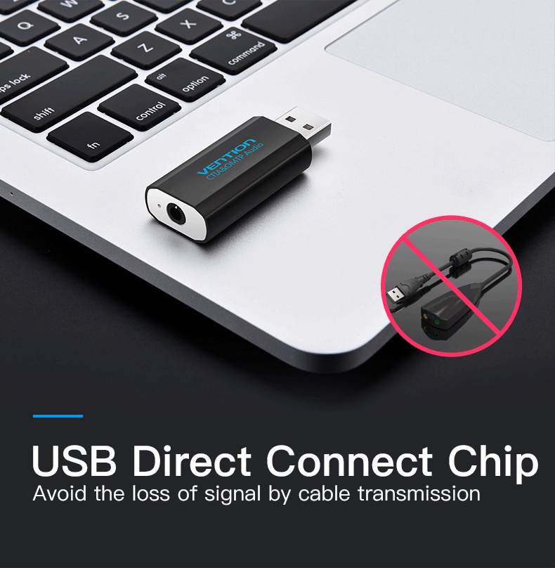 ข้อมูลเกี่ยวกับ Vention การ์ดเสียง 2 in 1 USB ภายนอก พร้อมสายสัญญาณเสียงสเตอริโอ 3.5 มม. สำหรับชุดหูฟัง แล็ปท็อป พีซี Windows