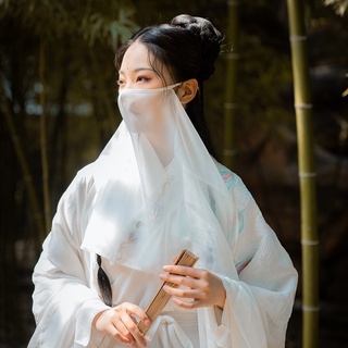 IN Stock❤️สไตล์จีน Hanfu ผ้าคลุมหน้าสีทึบ ปกปิดใบหน้าด้วยอุปกรณ์เสริมโปร่งแสง ผู้หญิงที่สง่างามด้วยผ้าคลุมกันแดด