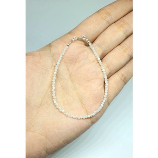 สร้อยข้อมือ กำไลข้อมือ หินมูนสโตน เจียกลม เงินแท้ หินแท้ธรรมชาติ Moonstone Sterling Silver Bracelet