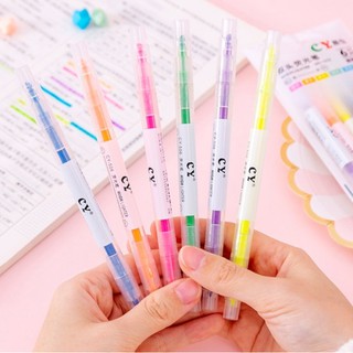 ภาพหน้าปกสินค้าDouble end color highlighters 6 double color highlighters for students to highlight and mark hand marker ที่เกี่ยวข้อง