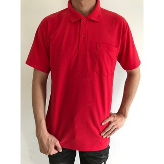 ภาพขนาดย่อของภาพหน้าปกสินค้าพร้อมส่ง เสื้อโปโลสีพื้น เสื้อคอปก เสื้อโปโล-สีแดงผู้ชาย จากร้าน laohe11 บน Shopee ภาพที่ 2