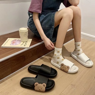 รองเท้าแตะ รองเท้าใส่ในบ้าน เนื้อหนานิ่ม สวมใส่สบาย ลายหมีน้อย น่ารัก สไตส์เกาหลี