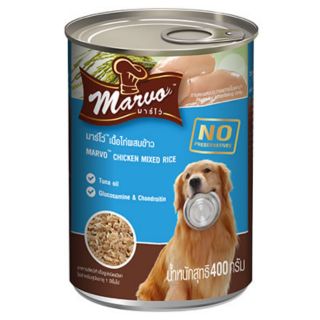 Marvo Dog Canned มาร์โว่ อาหารสุนัข 400g x 1 กระป๋อง เนื้อไก่ผสมข้าว อาหารกระป๋องสุนัข