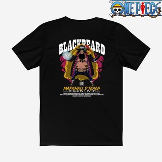 คอลูกเรือเสื้อยืดคอกลมเสื้อยืดแขนสั้นลําลอง พิมพ์ลายอนิเมะ One Piece Kurohige Marshall D Teach Blackbeard สําหรับผู้ชายผ