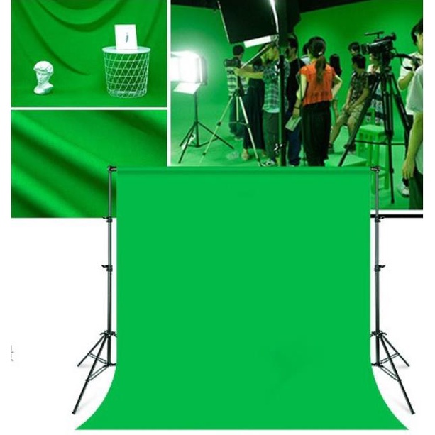 กรีนสกรีน-green-screen-ผ้าเขียว-สตูดิโอ-พื้นหลังถ่ายรูป-ฉากสีเขียว-3-2-m-ชุดขาตั้งฉากรองรับฉากหลังแบบปรับได้-ผ้าคอต-100