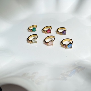 ภาพขนาดย่อของสินค้าHeart Gem Hoop ต่างหูห่วงเพทายหลากหลายสี