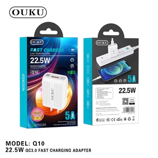 OUKU รุ่นQ10 หัวชาร์จมือถือ 5A ชาร์จเร็ว 1USB OUKU Q10 ของแท้100% 22.5W เสถียรสุด ไม่ร้อน ปลอดภัย พร้อมส่ง