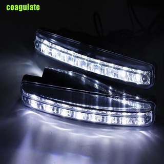 [Coagulate834TH] ใหม่ ไฟตัดหมอกเดย์ไลท์ Led 8 ดวง สีขาว สําหรับติดรถยนต์ 2 ชิ้น