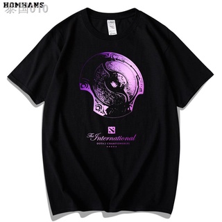 010สีแดง Han DOTA2 TI9 แขนสั้นผ้าฝ้ายเสื้อยืด International Invitational Championship Shield ผู้ชายและผู้หญิงหลวมขนาดใหญ