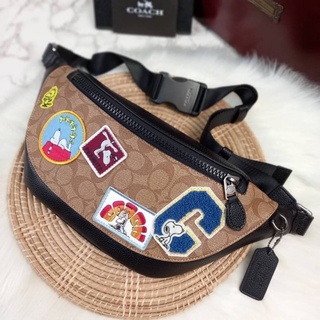 COACH X PEANUTS WARREN BELT BAG IN SIGNATURE CANVAS WITH VARSITY PATCHES