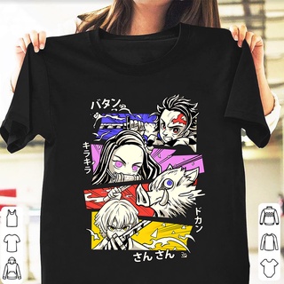 เสื้อยืดชาย - [ขายร้อนคลาสสิก] Demon Slayer Kimetsu No Yaiba อะนิเมะมังงะ Unisex เสื้อยืดสีดําขนาด