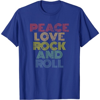 เสื้อยืดโอเวอร์ไซส์เสื้อยืด พิมพ์ลาย Peace Love rock And Roll แฟชั่นสําหรับสตรีS-3XL