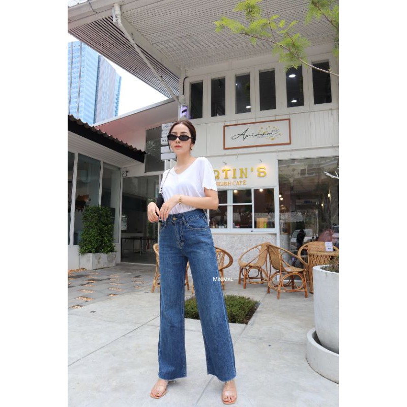 minimal-ยีนส์เอวสูงขาบาน-มีs-l