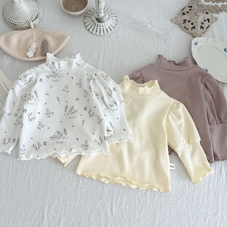 เสื้อเชิ้ต คอสูง สไตล์หวาน แฟชั่นฤดูใบไม้ร่วง สําหรับเด็กผู้หญิง
