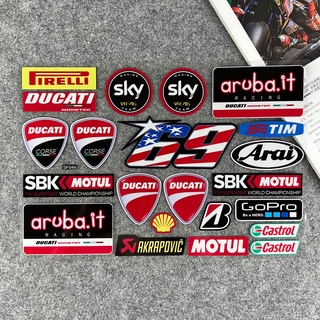 Ducati สติ๊กเกอร์สะท้อนแสงรถจักรยานยนต์แข่งถังน้ำมันเชื้อเพลิง Shock แถบด้านข้างกล่องหมวกกันน็อคสติ๊กเกอร์ตกแต่งกันน้ำ