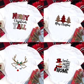 ⚡️ พร้อมส่ง⚡️ Merry Christmas Womens T-shirt Christmas Holiday Gift Fashion Christmas T-shirt