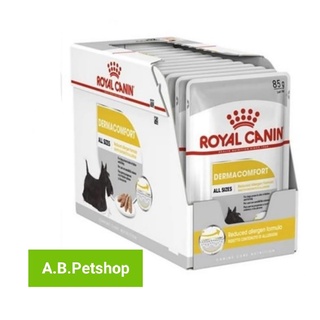 Royal Canin Dermacomfort Pouch รอยัล คานิน อาหารเปียกสุนัข สูตรสุนัขผิว (85g.12ซอง)