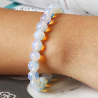 8mm Opal Moonstone Round Gemstone Beads Stretchable Bracelet