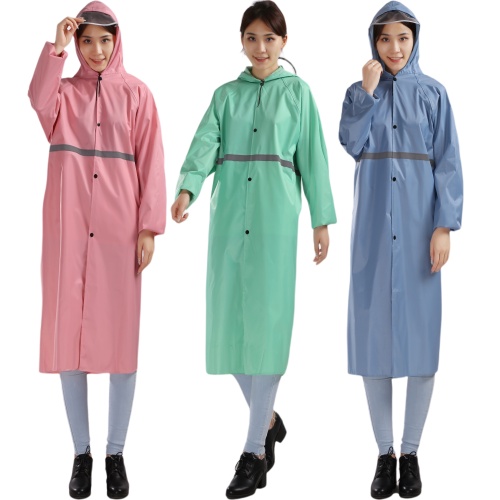 ชุดกันฝน-สีสันเสื้อกันฝนยาว-มีแถบสะท้อนแสง-รุ่น-หมวกติดเสื้อแบบหนา-เสื้อกันฝนแบบพกพาผู้ใหญ่-waterproof-rain-suit
