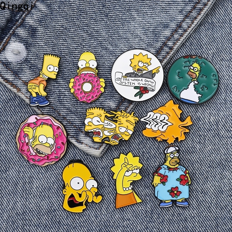 เข็มกลัด รูปการ์ตูน The Simpsons Enamel Pins Funny Bart Simpson Lisa ...