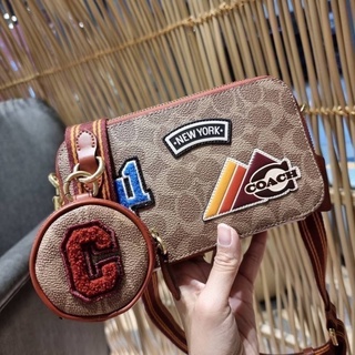 COACH C6744 CHARTER SLIM CROSSBODY IN SIGNATURE CANVAS WITH PATCHES