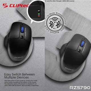 ภาพขนาดย่อของภาพหน้าปกสินค้าCLiPtec RZS790 1600dpi Tri-Mode Silent Wireless Mouse (TriMox-Xilent) เมาส์ไร้สาย ไร้เสียง จากร้าน cliptec_official_store บน Shopee