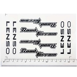 สติกเกอร์ติดก้านแม็ก LENSO Road&amp;Terrain 1 ชุด ติดได้ 4 ล้อ พื้นสีใส ตัวอักษรดำ